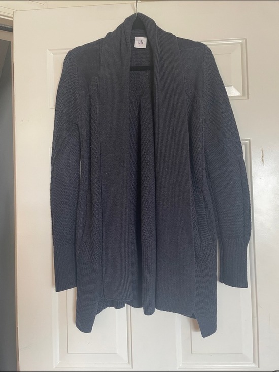 CAbi Sweaters - CAbi Dark Blue Open-Front Cable Knit Cardigan